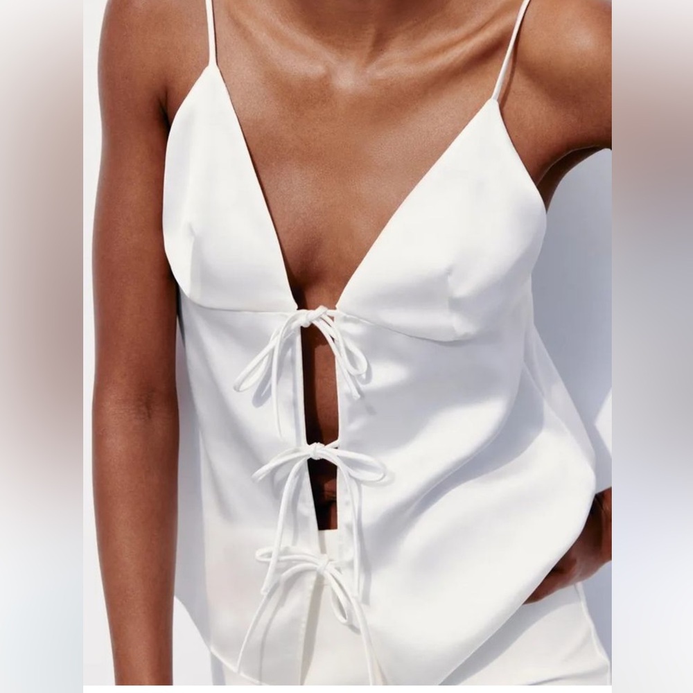 Zara Satin Finish Top with Bows